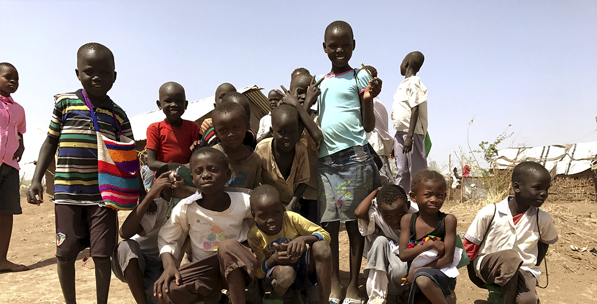 Happy children during the installation of Lifeshelters in Uganda